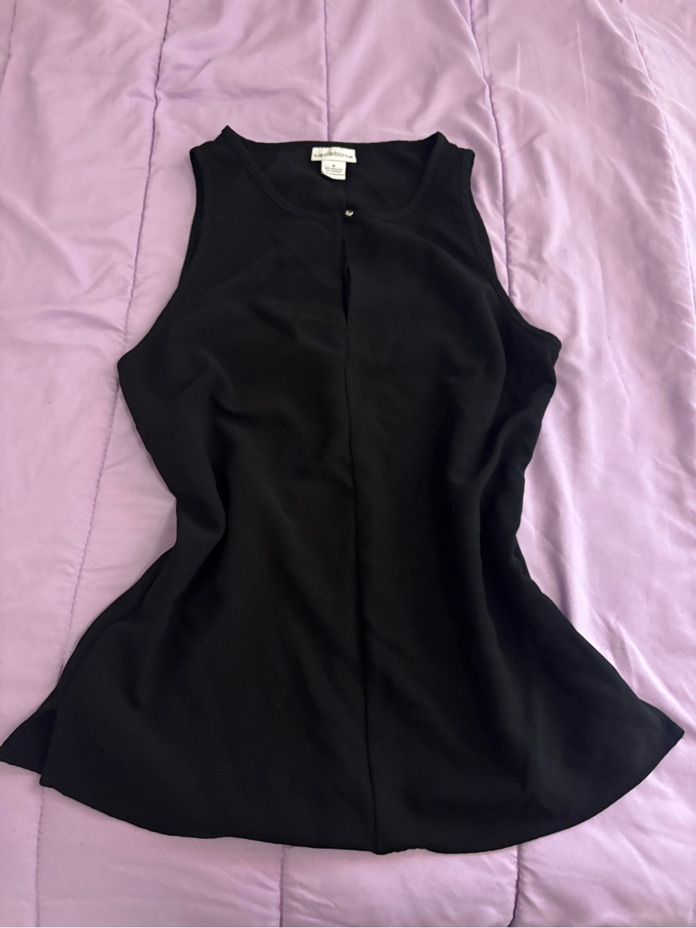 Liz Claiborne Black Top with Lilac Lining